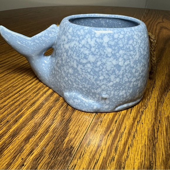 Blue Ceramic Whale Hanging Planter - Picture 2 of 6
